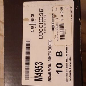 Lucchese brown floral printed shortie boots size 10B